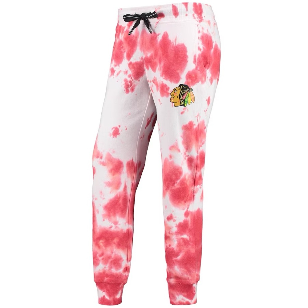 Chicago Blackhawks DKNY Sport Women's Melody Tie-Dye Jogger Pants - White/Red